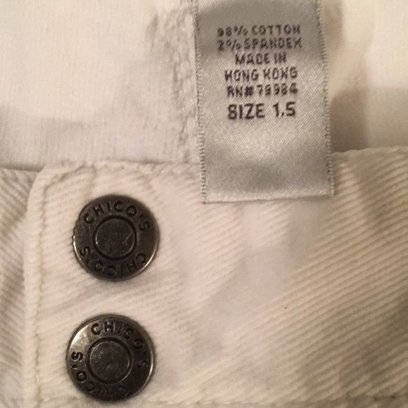 Chicos White Corduroy Jeans Sz 1.5, 31.5” Waist - Picture 6 of 8